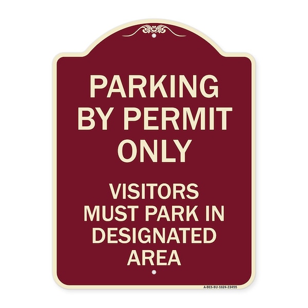Signmission Parking by Permit Visitors Must Park in Designated Area Heavy-Gauge Alum, 24" x 18", BU-1824-23455 A-DES-BU-1824-23455 - main